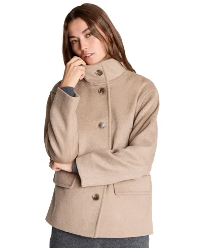 Kenneth Cole Women's Short Funnel-neck Coat In Neutral