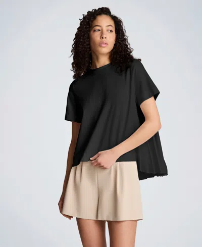 Kenneth Cole Women's Short-sleeve High-low Pleated Back T-shirt In Black