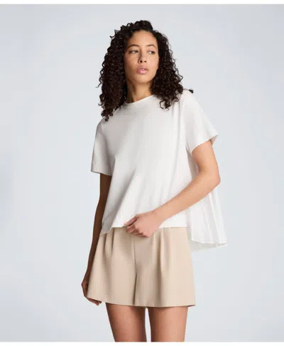 Kenneth Cole Women's Short-sleeve High-low Pleated Back T-shirt In White