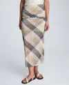 Kenneth Cole Pull On Side Ruched Midi Skirt In Multi