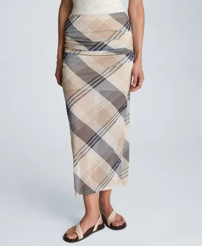 KENNETH COLE WOMEN'S SIDE RUCHED MESH MIDI SKIRT