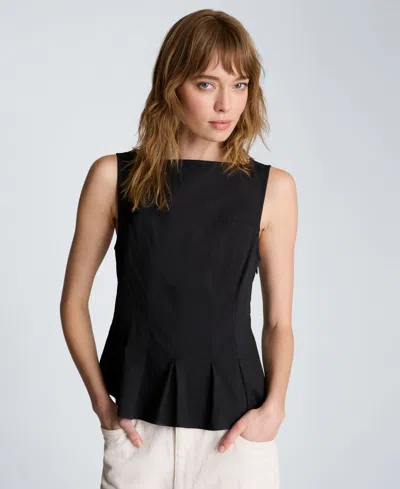 Kenneth Cole Women's Sleeveless Boat Neck Top In Black