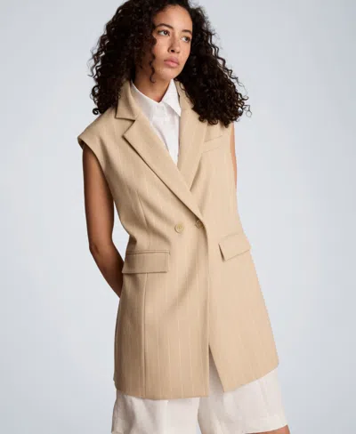 Kenneth Cole Women's Sleeveless Button Front Vest In Neutral