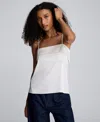 Kenneth Cole Satin Foldover Spaghetti Strap Cami In Gray