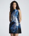 Kenneth Cole Gathered Halter Shift Minidress In Multi
