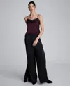 Kenneth Cole Lace Trim Satin Cami In Burgundy