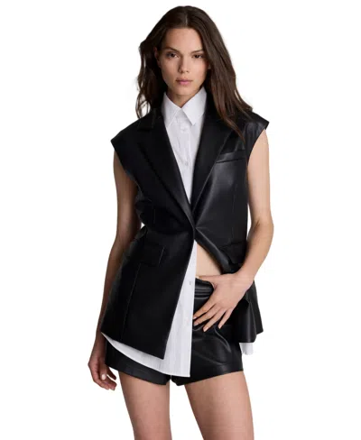 Kenneth Cole Women's Sleeveless Layered Vest With Removable Shirt In Black,pure White