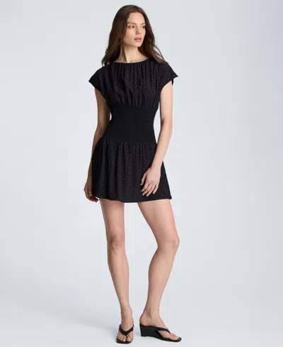 Kenneth Cole Women's Smocked Waist Mini Dress In Black
