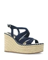 Kenneth Cole Women's Solace Strappy Espadrille Platform Wedge Sandals In Navy Suede