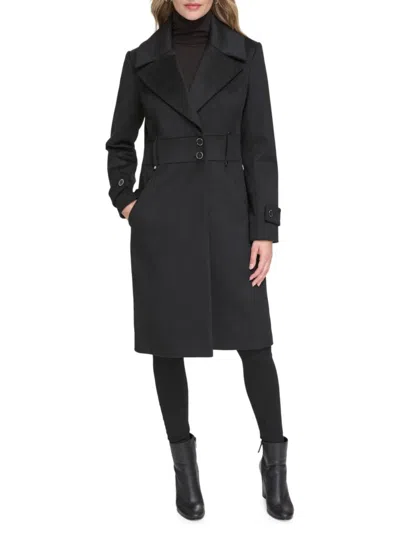Kenneth Cole Women's Solid Wool Blend Trench Coat In Black
