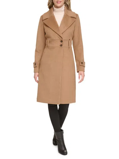 Kenneth Cole Women's Solid Wool Blend Trench Coat In Camel
