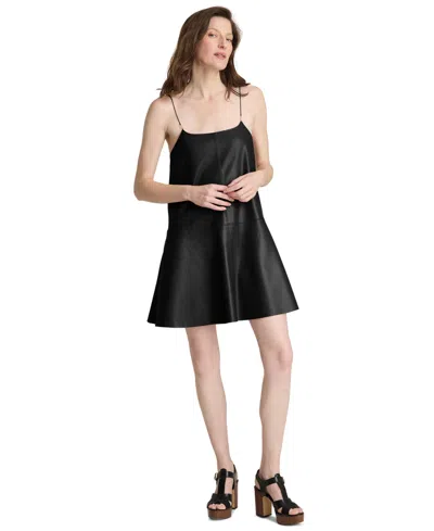 Kenneth Cole Metal Strap Mini Slip Dress In Black
