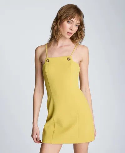 Kenneth Cole Square Neck Grommet Mini Dress In Green