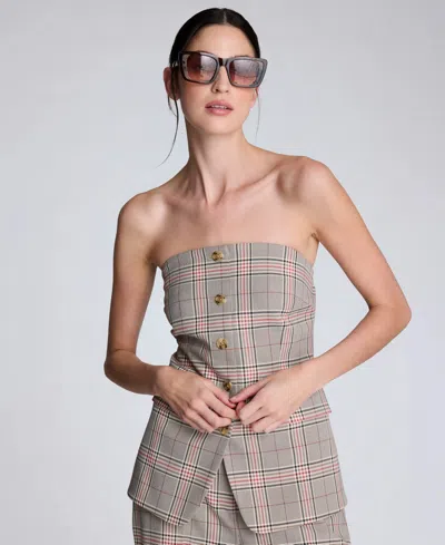 Kenneth Cole Women's Strapless Button-front Shirt Vest In Gray