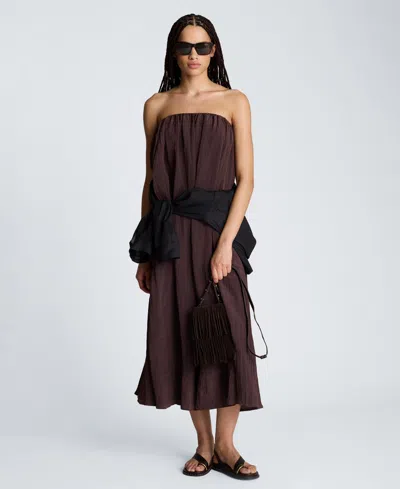 Kenneth Cole Strapless Maxi Dress In Brown