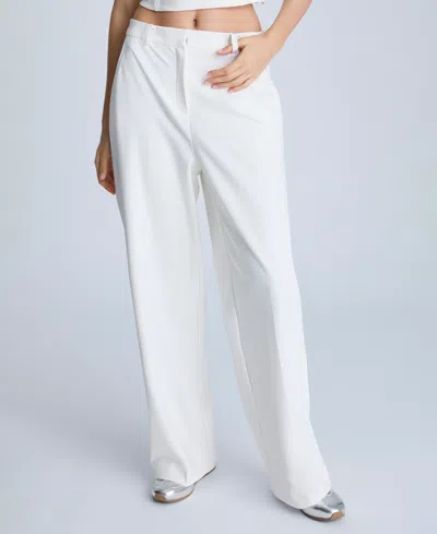 Kenneth Cole Women's Stretch Fly-front High-rise Wide-leg Pants In Pure White