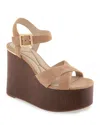 Kenneth Cole Taelyn Platform Wedge Sandal In Sesame Suede