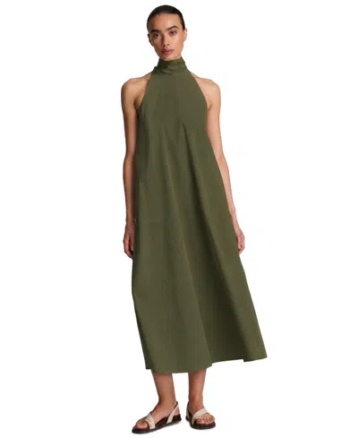 Kenneth Cole Women's Tie Back Halter Neck Midi Dress In Green
