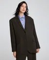 Kenneth Cole Luxe Twill Two Button Boyfriend Jacket In Black