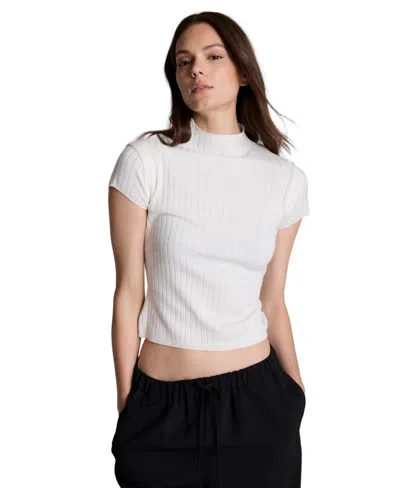 Kenneth Cole Women's Two-tone Layered Ribbed Mock-neck Sweater In Neutral