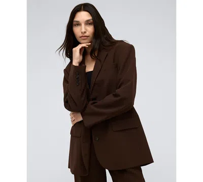 Kenneth Cole Women's Vision Twill Three-button Boyfriend Jacket In Medium Bark