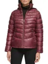 Kenneth Cole Short Zip Puffer Coat In Red