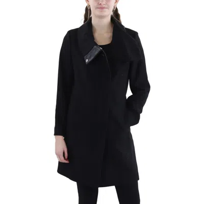 Kenneth Cole Womens Long Asymmetric Wool Coat In Black