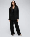 Kenneth Cole Womens One Button Notch Collar Satin Jacket High Rise Satin Double Cargo Pants In Black