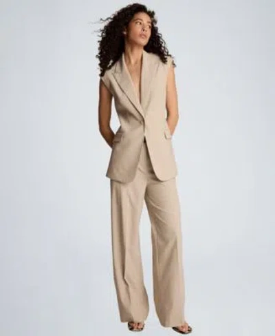 Kenneth Cole Womens Open Back Strap Vest High Rise Wide Leg Pants In Neutral