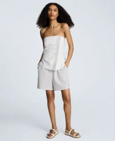 Kenneth Cole Womens Strapless Fitted Side Pleat Top Elastic Waist Pull On Boxer Shorts In Multi