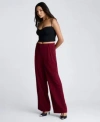 Kenneth Cole Womens Sweetheart Neck Bustier Cami Top High Rise Fly Front Wide Leg Pant In Wineberry