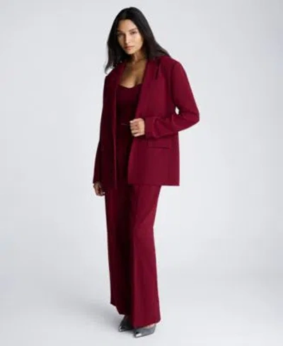 Kenneth Cole Womens Urban Stretch One Button Boyfriend Jacket Sweetheart Neck Bustier Cami Top High Rise Fly Fron In Wineberry