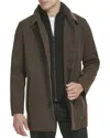 Kenneth Cole Men's Wool Melton Polyurethane Piping Detail Coat