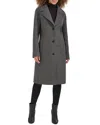 Kenneth Cole Single Breasted Textured Double Faced Wool Blend Coat