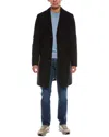 Kenneth Cole Wool-blend Melton Coat In Black