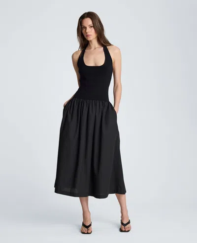Kenneth Cole Woven Skirt Tank Dress In Black