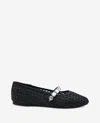 Kenneth Cole Zeta Raffia Jewel Mary Jane Flat In Black Raffia