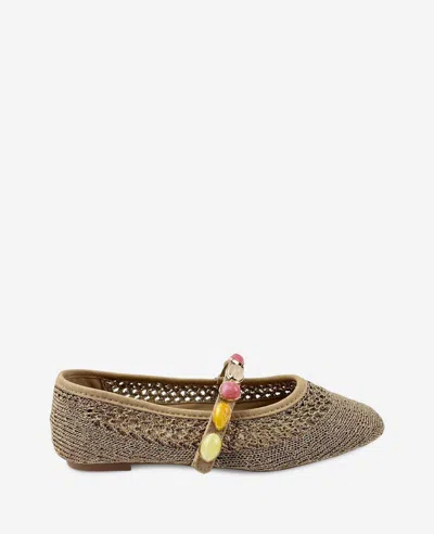 Kenneth Cole Zeta Woven Knit Stone Embellished Ballet Flat In Gray
