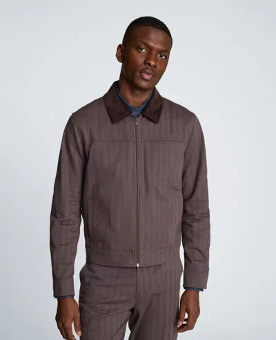 Kenneth Cole Zip Front Trucker With Contrast Collar In Gray