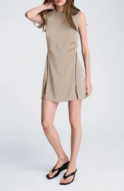 Kenneth Cole Zipper Detail Sheath Dress In Neutral