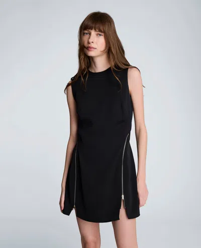 Kenneth Cole Zipper Detail Mini Dress In Black