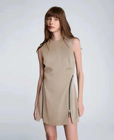 Kenneth Cole Zipper Detail Mini Dress In Green