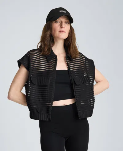 Kenneth Cole Zip-up Vest Cardigan With Chest Pocket In Black