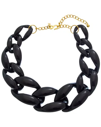 Kenneth Jay Lane 14k Plated Link Necklace In Black