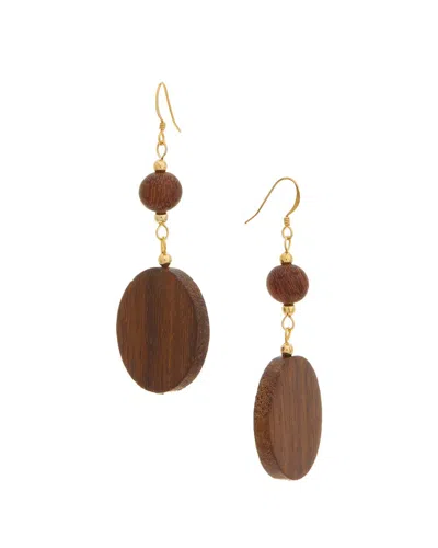 Kenneth Jay Lane 18k Plated Dangle Earrings In Brown