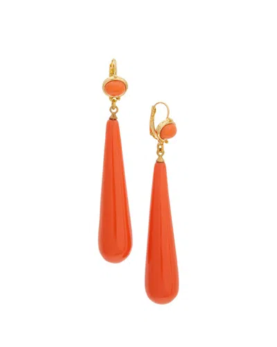 Kenneth Jay Lane 18k Plated Dangle Earrings In Orange