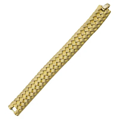 Pre-owned Kenneth Jay Lane 1980s  Gilt Metal Woven Bracelet In Multi