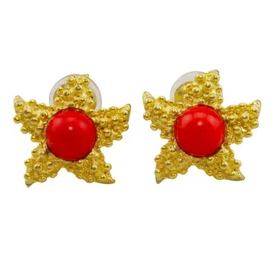 Pre-owned Kenneth Jay Lane 1990s  Starfish Earrings In Multi