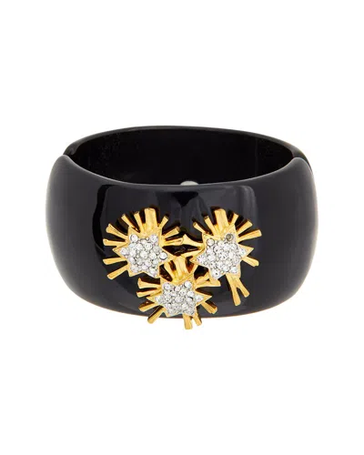 Kenneth Jay Lane 22k Plated Hinged Cuff Bracelet In Black