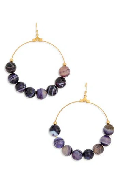 Kenneth Jay Lane Agate Beaded Circle Drop Earrings In Gold